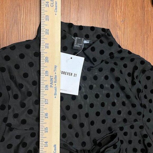 Forever 21 Mesh Polka Dot Mock Neck Sheer Top Black Large NWT - Picture 4 of 13